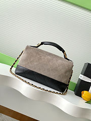 Colestore Chanel Large Flap Bag with Top Handle Suede Calfskin, Shiny Lambskin & Gold-Tone Metal Gray & Black - 5
