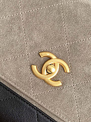 Colestore Chanel Large Flap Bag with Top Handle Suede Calfskin, Shiny Lambskin & Gold-Tone Metal Gray & Black - 2