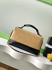Colestore Chanel Large Flap Bag with Top Handle Suede Calfskin, Shiny Lambskin & Gold-Tone Metal Beige & Black - 4