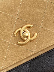 Colestore Chanel Large Flap Bag with Top Handle Suede Calfskin, Shiny Lambskin & Gold-Tone Metal Beige & Black - 2