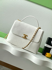Colestore Chanel Medium Flap Bag with Top Handle  Calfskin & Gold-Tone Metal White 26x33x9cm - 1