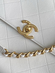 Colestore Chanel Medium Flap Bag with Top Handle  Calfskin & Gold-Tone Metal White 26x33x9cm - 3