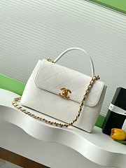 Colestore Chanel Small Flap Bag with Top Handle Calfskin & Gold-Tone Metal White 20.5x28x9.5cm - 1