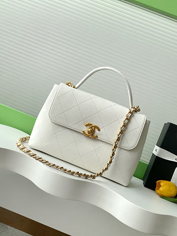 Colestore Chanel Small Flap Bag with Top Handle Calfskin & Gold-Tone Metal White 20.5x28x9.5cm
