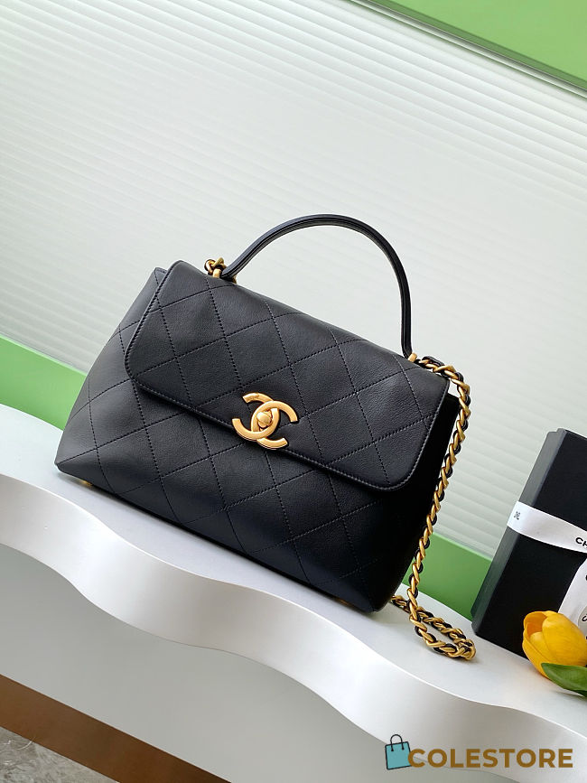 Colestore Chanel Small Flap Bag with Top Handle Calfskin & Gold-Tone Metal Black 20.5x28x9.5cm - 1