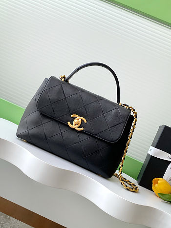 Colestore Chanel Small Flap Bag with Top Handle Calfskin & Gold-Tone Metal Black 20.5x28x9.5cm