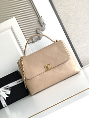 Colestore Chanel Maxi Flap Bag with Top Handle Calfskin & Gold-Tone Metal Beige 26x37x10cm - 1