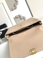 Colestore Chanel Maxi Flap Bag with Top Handle Calfskin & Gold-Tone Metal Beige 26x37x10cm - 4