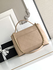 Colestore Chanel Maxi Flap Bag with Top Handle Calfskin & Gold-Tone Metal Beige 26x37x10cm - 3