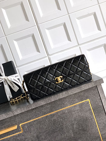 Colestore Chanel Large Flap Bag Patent Lambskin & Gold-Tone Metal Black 18x30x5cm