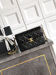 Colestore Chanel Small Flap Bag Patent Lambskin & Gold-Tone Metal Black 19.5x5x12cm - 1
