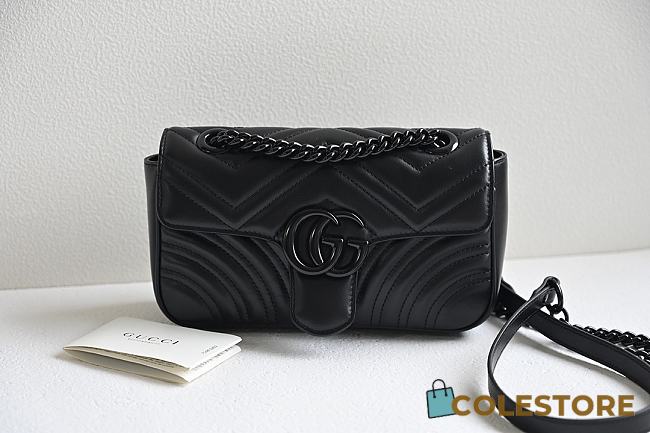 Colestore Gucci GG Marmont Small Shoulder Bag Black leather 22x13x6cm - 1