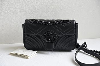 Colestore Gucci GG Marmont Small Shoulder Bag Black leather 22x13x6cm