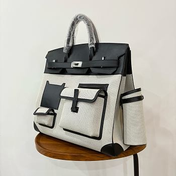 Colestore Hermes Birkin 40 HAC Cargo – Black Ecru Canvas Birkin Bag