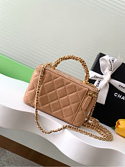 Colestore Chanel Small Top Handle Vanity Case Dark Beige Lambskin 17x9.5x8cm - 6