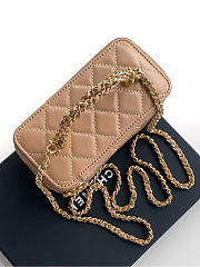 Colestore Chanel Small Top Handle Vanity Case Dark Beige Lambskin 17x9.5x8cm - 2