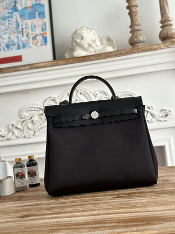Colestore Hermes Herbag Zip 31 bag Turned Inside Out Black