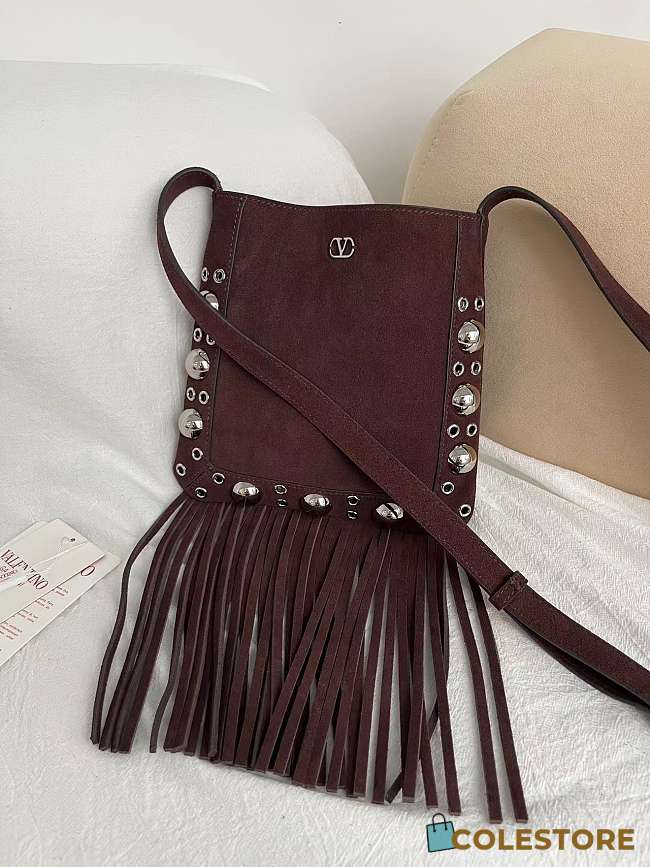 Colestore Valentino Garavani NELLCÔTE Brown Fringe Suede Bag 20x20x3cm - 1