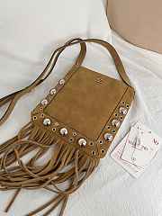 Colestore Valentino Garavani NELLCÔTE Havana Beige Fringe Suede Bag 20x20x3cm - 2