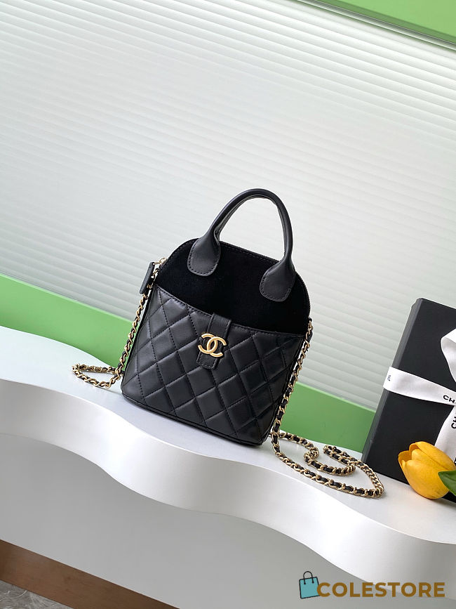 Colestore Chanel Clutch with Chain - Suede calfskin, shiny lambskin & gold-tone Black 18x17x6cm - 1