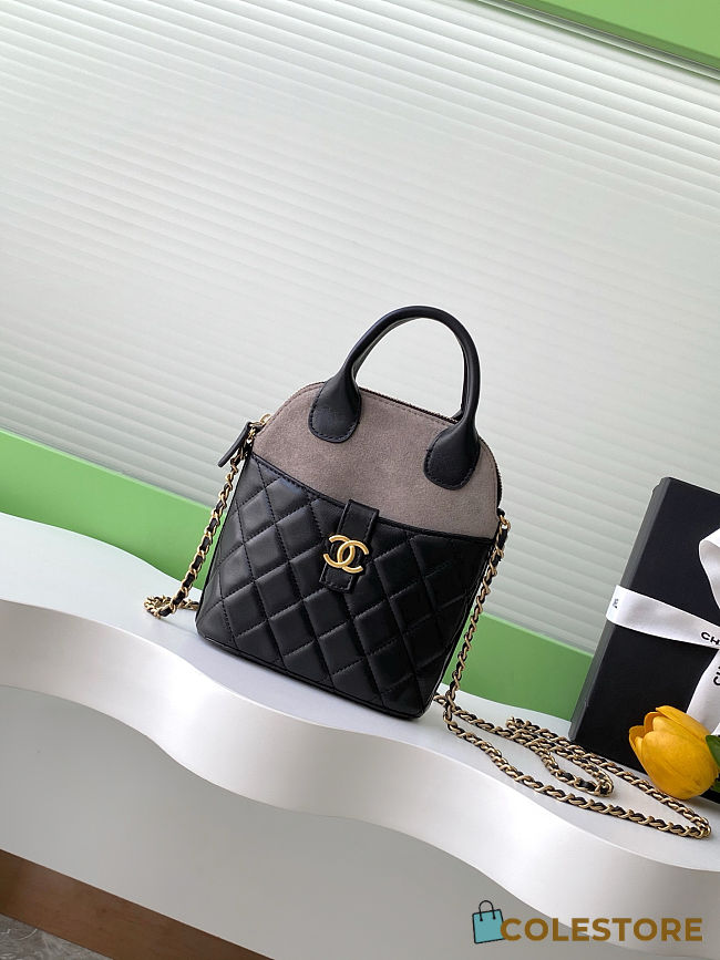Colestore Chanel Clutch with Chain - Suede calfskin, shiny lambskin & gold-tone Gray 18x17x6cm - 1