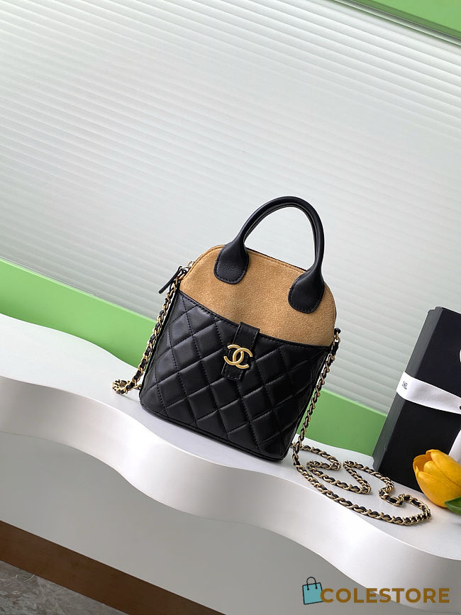 Colestore Chanel Clutch with Chain - Suede calfskin, shiny lambskin & gold-tone Beige 18x17x6cm - 1