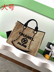 Colestore Chanel Deauville Black Tote Straw with Chain size 38cm - 1