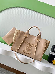 Colestore Chanel Deauville Beige Tote Straw with Chain size 34cm - 1