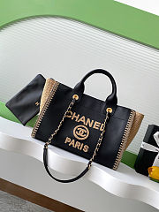 Colestore Chanel Deauville Black Tote Straw with Chain size 34cm - 1