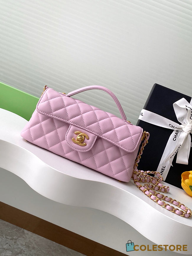 Colestore Chanel Mini Kelly Flap Bag With Top Handle Lambskin Pink 12x22x6cm - 1