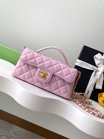 Colestore Chanel Mini Kelly Flap Bag With Top Handle Lambskin Pink 12x22x6cm