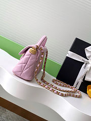 Colestore Chanel Mini Kelly Flap Bag With Top Handle Lambskin Pink 12x22x6cm - 6