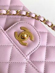 Colestore Chanel Mini Kelly Flap Bag With Top Handle Lambskin Pink 12x22x6cm - 4