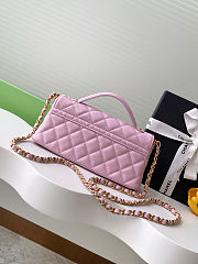 Colestore Chanel Mini Kelly Flap Bag With Top Handle Lambskin Pink 12x22x6cm - 3