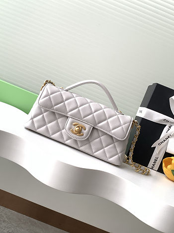 Colestore Chanel Mini Kelly Flap Bag With Top Handle Lambskin Light Grey 12x22x6cm