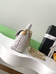Colestore Chanel Mini Kelly Flap Bag With Top Handle Lambskin Light Grey 12x22x6cm - 6