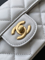 Colestore Chanel Mini Kelly Flap Bag With Top Handle Lambskin Light Grey 12x22x6cm - 3