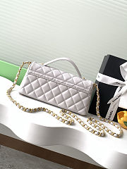 Colestore Chanel Mini Kelly Flap Bag With Top Handle Lambskin Light Grey 12x22x6cm - 4