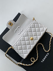 Colestore Chanel Mini Kelly Flap Bag With Top Handle Lambskin Light Grey 12x22x6cm - 2
