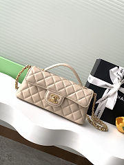 Colestore Chanel Mini Kelly Flap Bag With Top Handle Lambskin Light Beige 12x22x6cm - 1