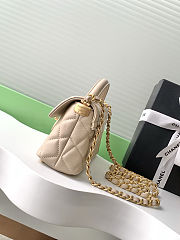 Colestore Chanel Mini Kelly Flap Bag With Top Handle Lambskin Light Beige 12x22x6cm - 6
