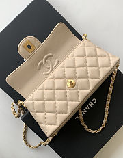 Colestore Chanel Mini Kelly Flap Bag With Top Handle Lambskin Light Beige 12x22x6cm - 4