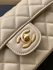 Colestore Chanel Mini Kelly Flap Bag With Top Handle Lambskin Light Beige 12x22x6cm - 2