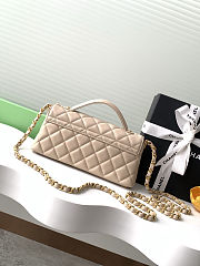 Colestore Chanel Mini Kelly Flap Bag With Top Handle Lambskin Light Beige 12x22x6cm - 3