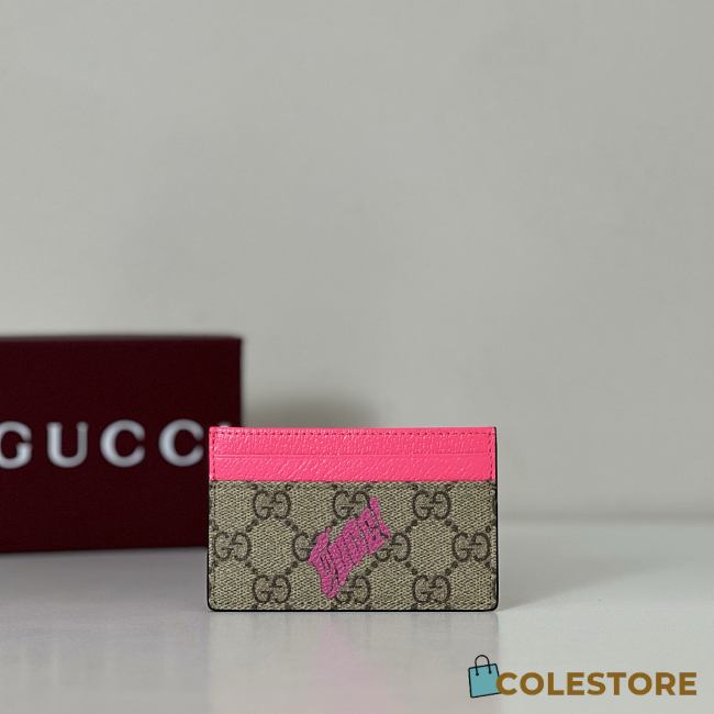 Colestore Gucci GG Monogram Card Case with Print Beige and Dark Brown 11x7cm - 1