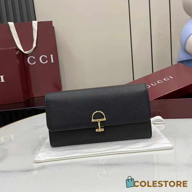 Colestore Gucci Softbit Continental Wallet in Black Leather 19x10x3.5cm - 1