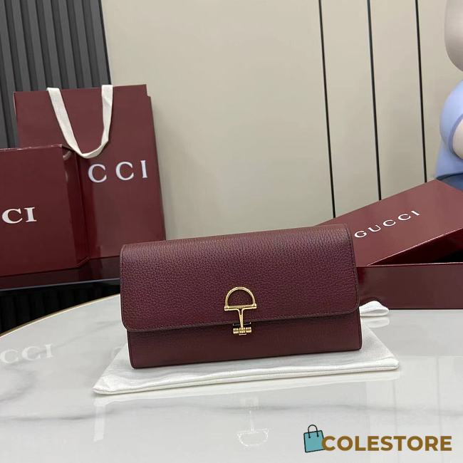 Colestore Gucci Softbit Continental Wallet in Burgundy Leather 19x10x3.5cm - 1
