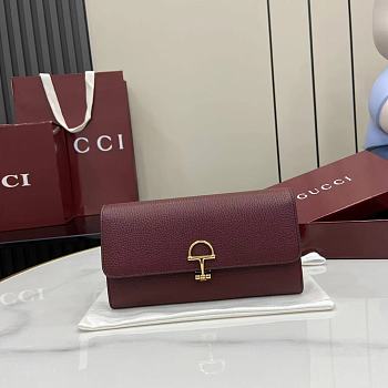 Colestore Gucci Softbit Continental Wallet in Burgundy Leather 19x10x3.5cm