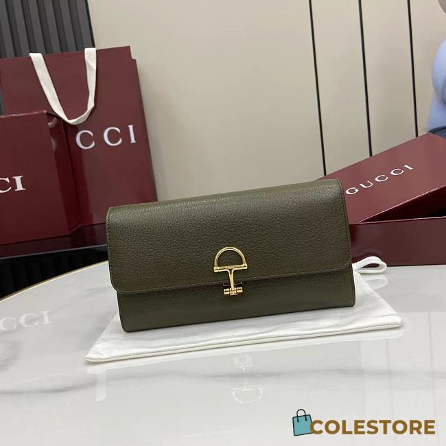 Colestore Gucci Softbit Continental Wallet in Dark green Leather 19x10x3.5cm - 1