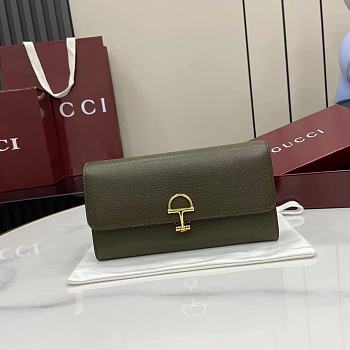 Colestore Gucci Softbit Continental Wallet in Dark green Leather 19x10x3.5cm